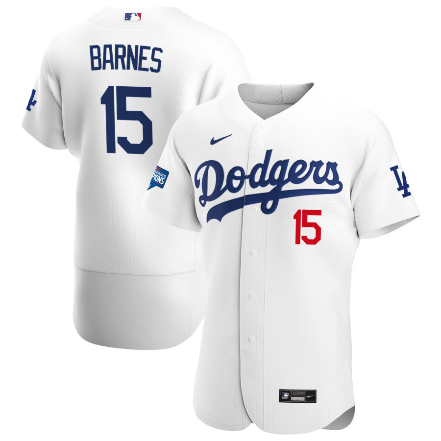 Los Angeles Dodgers #15 Austin Barnes Men Nike White Home 2020 World Series Champions Authentic Player MLB Jersey->los angeles dodgers->MLB Jersey